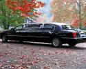 An elegant black stretch limo.