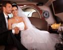 Bride & groom inside limo